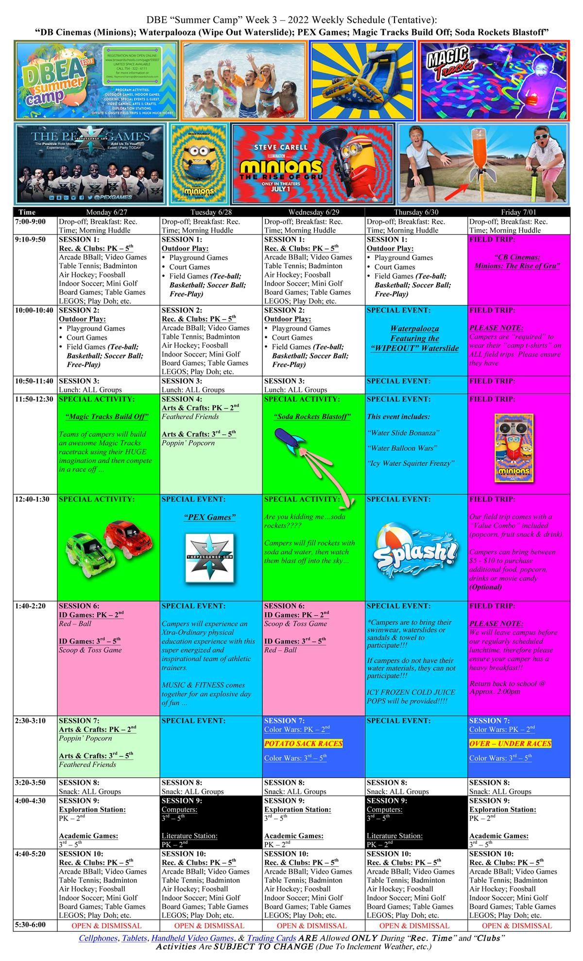 DBES Week 3 Schedule